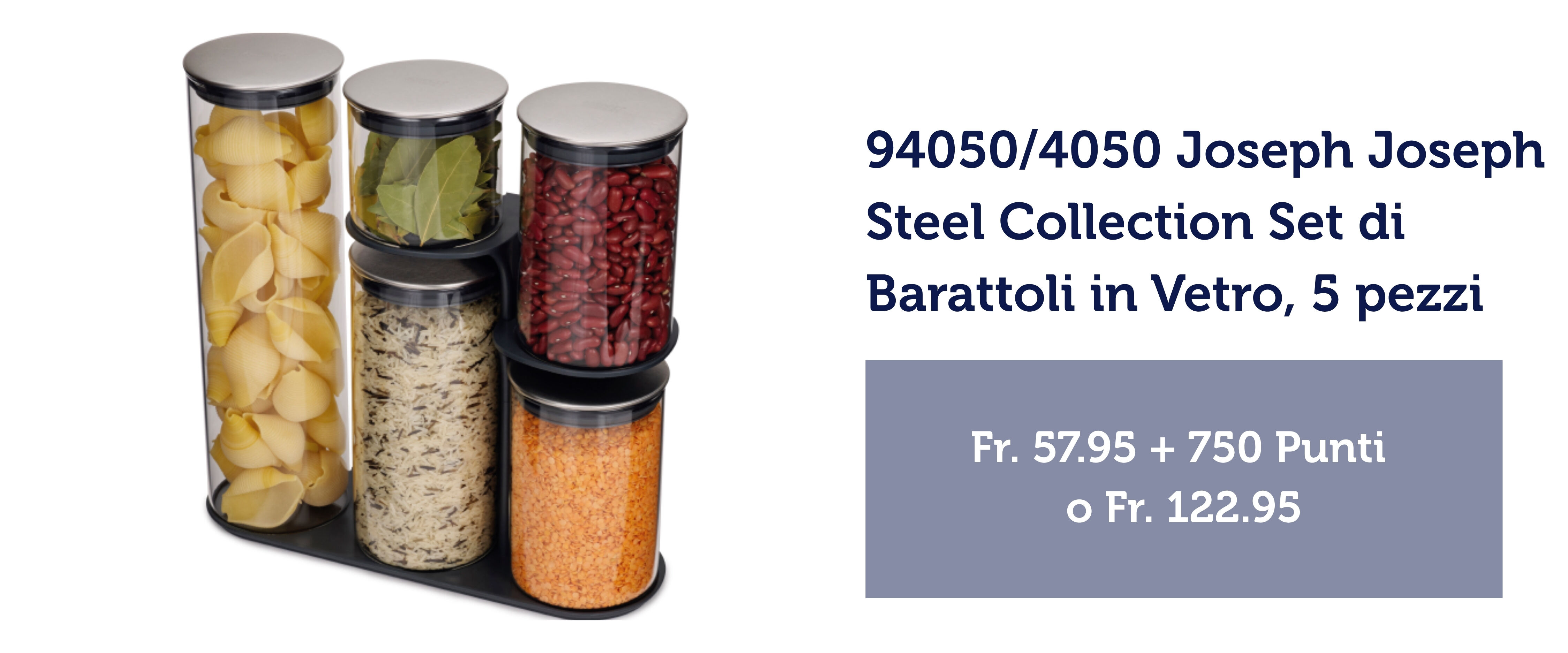 4050 Joseph Joseph Dosen-Set Steel Collection aus Glas, 5-tlg.